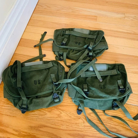 3 Vintage Military USMC Cargo Field Pack DSA 100-70 C 1388 Bag Pouch Vietnam - Picture 1 of 7